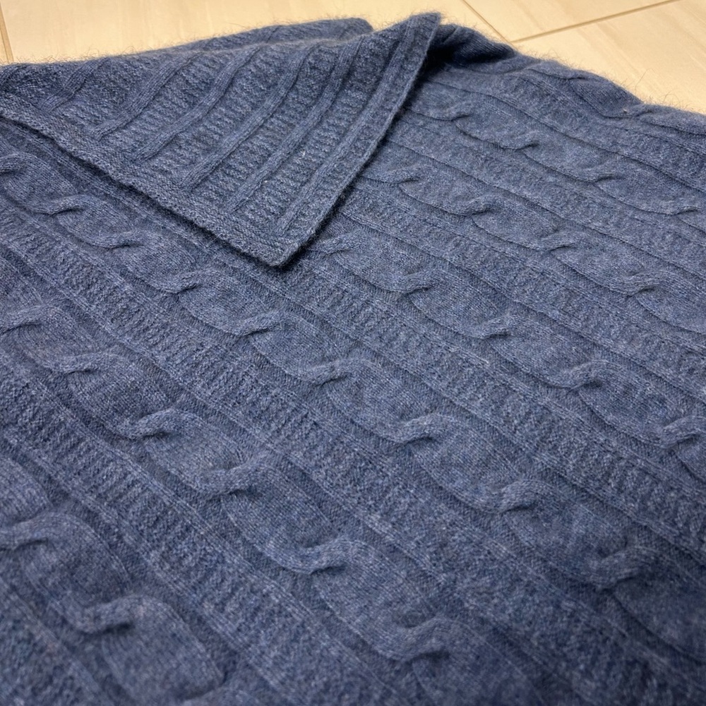 Possumdown Blue Cable Knit Poncho Scarf